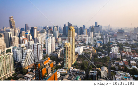 Aerial view of Watthana district in Bangkok, Thailand 102321193