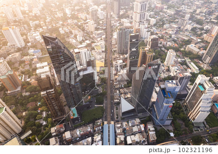 Aerial view of Asoke district in Bangkok, Thailand 102321196