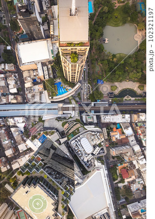 Aerial view of Phrom Phong district in Bangkok, Thailand 102321197