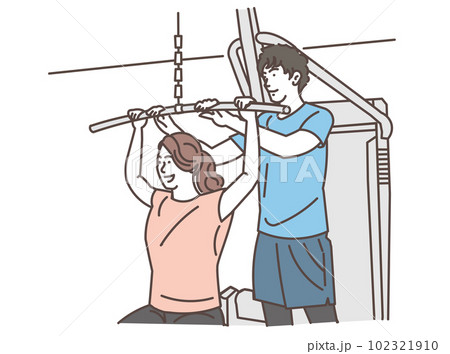 ジムでパーソナルトレーニングを受ける女性 102321910