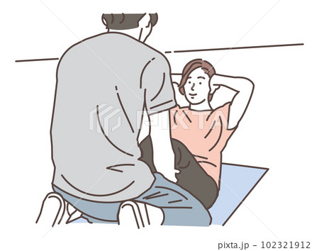 ジムでパーソナルトレーニングを受ける女性 102321912