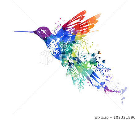 Colored flying bird hummingbird. Abstraction. Vector illustration Colored flying bird hummingbird. Abstraction. Vector illustration 102321990