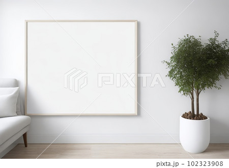 Frame mockup in living room design. Generative AI. Frame mockup in living room design. Generative AI. 102323908