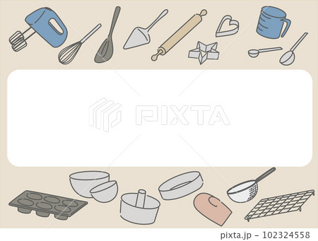 お菓子作りの道具のセットのフレーム お菓子作りの道具のセットのフレーム 102324558