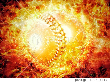 爆発する炎の野球ボール 102324715