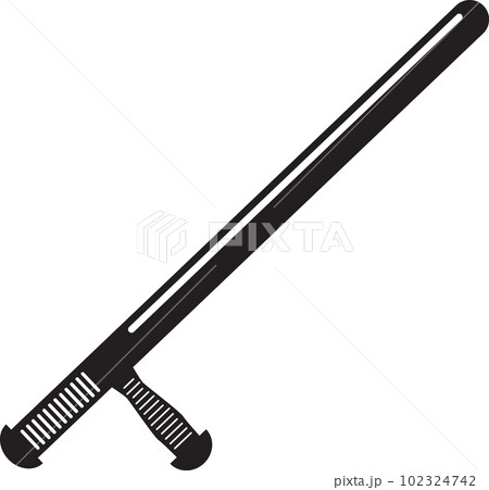 Police tonfa nightstick martial arts weapons. Tonfa sing. Tonfa for self-protection symbol. Tonfa weapon logo. flat style. 102324742