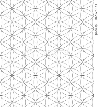 フラワー・オブ・ライフ柄シームレスパターン(神聖幾何学、オレンジピール) フラワー・オブ・ライフ柄シームレスパターン(神聖幾何学、オレンジピール) 102325341