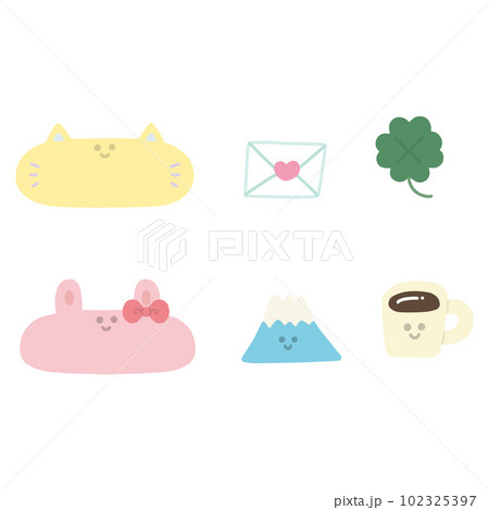 ゆるかわ飾りイラストセット・カラー 102325397