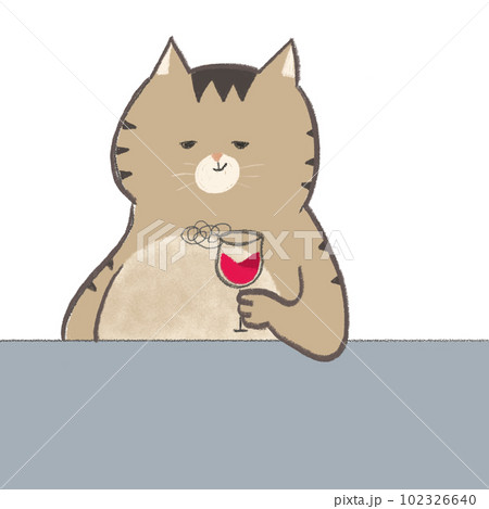 ワインを飲んでる猫 102326640