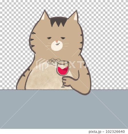 ワインを飲んでる猫 102326640
