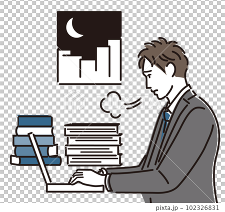 Businessman sighing overtime Businessman sighing overtime 102326831