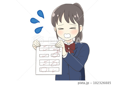 悪い点数のテストを見せる女子高生2 悪い点数のテストを見せる女子高生2 102326885