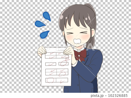 悪い点数のテストを見せる女子高生2 悪い点数のテストを見せる女子高生2 102326885
