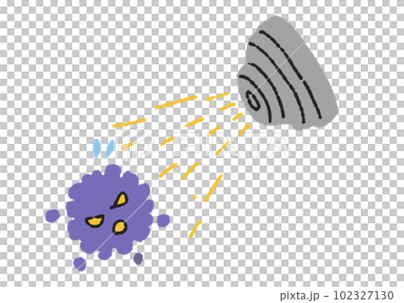 放射線で散らされるがん細胞のイラスト 放射線で散らされるがん細胞のイラスト 102327130