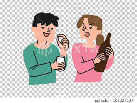 一個女人試圖不讓男人喝酒 102327137