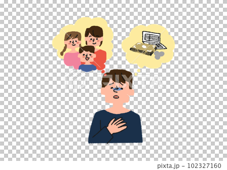 A man who worries about family and treatment costs that may be left behind with cancer 102327160