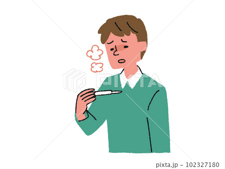 発熱している男性のイラスト 発熱している男性のイラスト 102327180