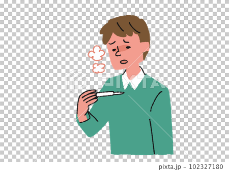 発熱している男性のイラスト 発熱している男性のイラスト 102327180