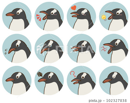 ジェンツーペンギンの表情アイコンセット ジェンツーペンギンの表情アイコンセット 102327838