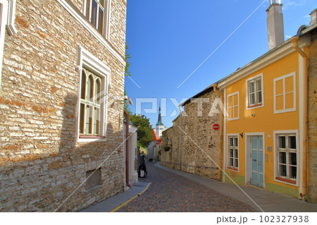 北欧エストニア　中世の面影が残る世界遺産タリン旧市街歴史地区の街並み 102327938