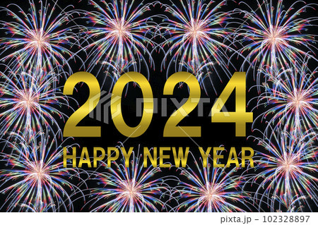 2024年の年明けを祝うカウントダウン花火 102328897