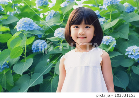 少女 紫陽花 6月のイメージ 梅雨の晴れ間 少女 紫陽花 6月のイメージ 梅雨の晴れ間 102331153