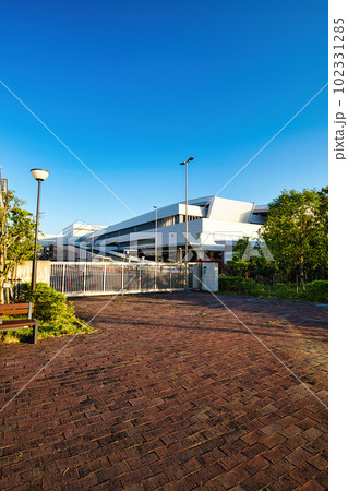 東京 豊洲市場及びレインボーブリッジの風景 東京 豊洲市場及びレインボーブリッジの風景 102331285