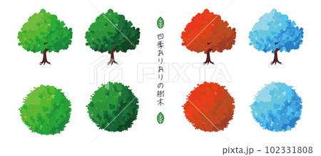 四季折々の色の樹木[俯瞰][横位置] 102331808