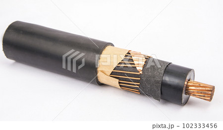 Cross section of high-voltage cable, polymer insulation Cross section of high-voltage cable, polymer insulation 102333456