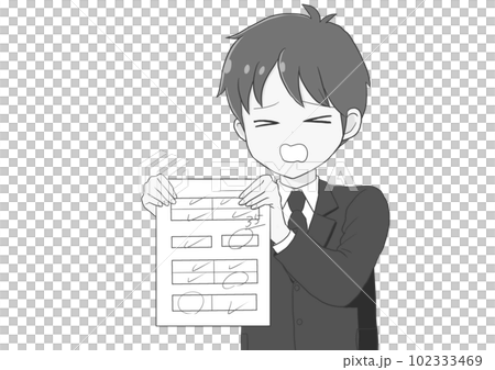 Male student showing a bad test Gray 102333469