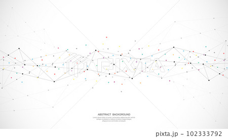 Abstract geometric background with connecting the dots and lines. Networking concept, internet connection and global communication. Vector illustration Abstract geometric background with connecting the dots and lines. Networking concept, internet connection and global communication. Vector illustration 102333792