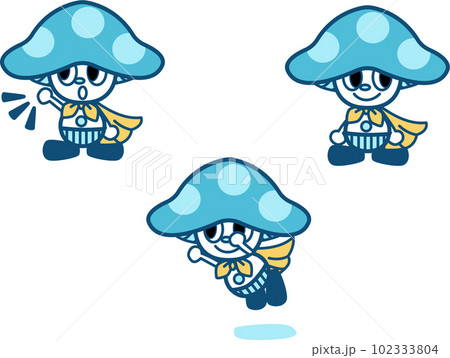 ヒーローの格好をしたきのこの擬人化キャラクターのセット ベクターイラスト素材集 ヒーローの格好をしたきのこの擬人化キャラクターのセット ベクターイラスト素材集 102333804