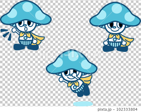 ヒーローの格好をしたきのこの擬人化キャラクターのセット ベクターイラスト素材集 ヒーローの格好をしたきのこの擬人化キャラクターのセット ベクターイラスト素材集 102333804