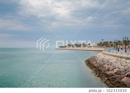 Abu Dhabi promenade in the cloud day. United Arab Emirates 102333830