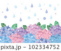 紫陽花と雨の背景イラスト素材02 102334752