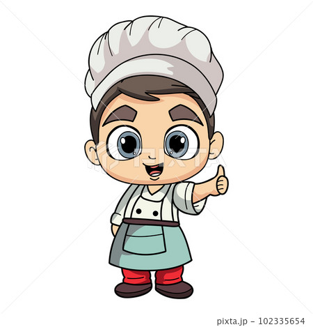 Happy chef male character illustration in doodle style Happy chef male character illustration in doodle style 102335654