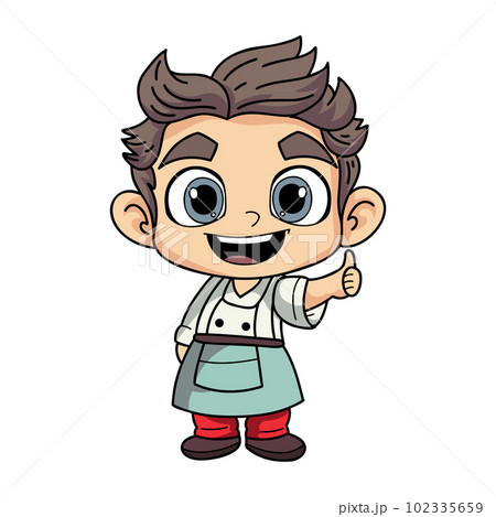 Happy chef male character illustration in doodle style Happy chef male character illustration in doodle style 102335659