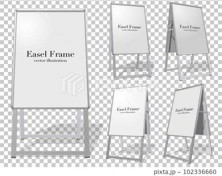 アルミ枠のイーゼル型フレーム　セット　ベクターイラストレーション 102336660