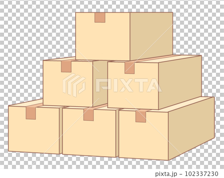 Illustration of stacked cardboard boxes [Moving, delivery, cardboard, packing tape, packing, warehouse] 102337230