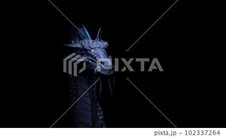 3d rendered illustration of a head dragon.  102337264