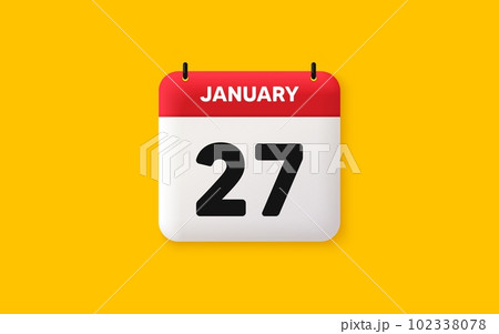 Calendar date 3d icon. 27th day of the month icon. Event schedule date. Meeting appointment time. Agenda plan, January month schedule 3d calendar and Time planner. 27th day day reminder. Vector Calendar date 3d icon. 27th day of the month icon. Event schedule date. Meeting appointment time. Agenda plan, January month schedule 3d calendar and Time planner. 27th day day reminder. Vector 102338078