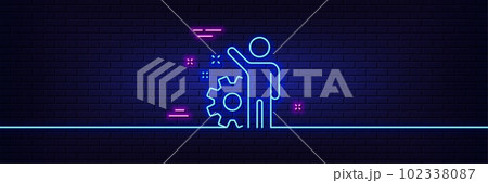 Neon light glow effect. Employee line icon....のイラスト素材 [102338087] - PIXTA