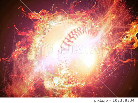 3dレンダリングの爆発して燃え上がる火炎の野球ボール 3dレンダリングの爆発して燃え上がる火炎の野球ボール 102339334
