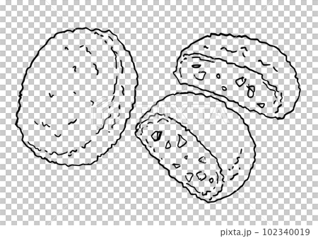 メンチカツ シンプルイラスト 線画 メンチカツ シンプルイラスト 線画 102340019