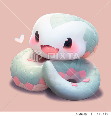 Cute little snake with a kind smiling face and...のイラスト素材 [102340319 ...