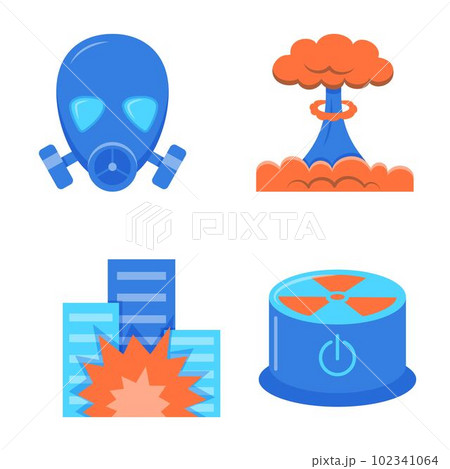 Nuclear explosion icon set in flat and line style 102341064