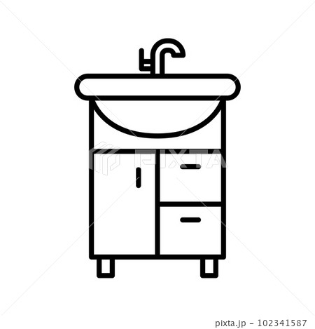 Washbasin in bathroom icon. Sink with faucet isolated on white background. Washbasin in bathroom icon. Sink with faucet isolated on white background. 102341587