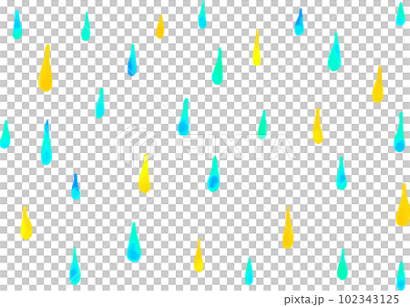 Watercolor style hand-drawn bright rain pattern blue yellow 102343125