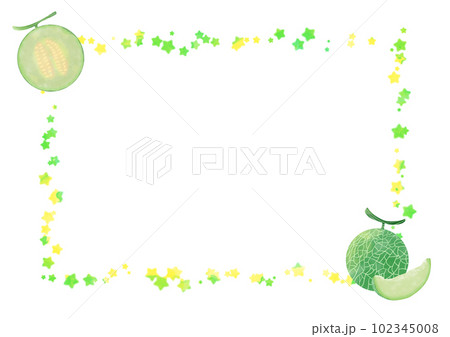青肉メロンの水彩フレームイラスト素材 青肉メロンの水彩フレームイラスト素材 102345008