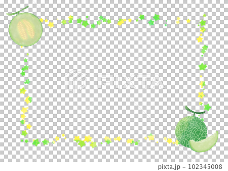 Blue melon watercolor frame illustration material 102345008